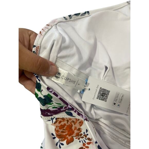 Cupshe White Multicolor Floral One Piece Swimsuit Womens Large NEW - Picture 3 of 7